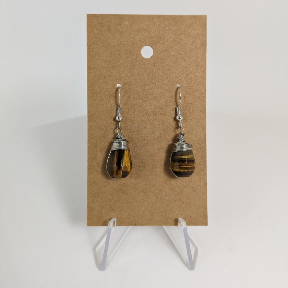 Tiger's Eye Earrings, gemstone jewelry, protection stone,